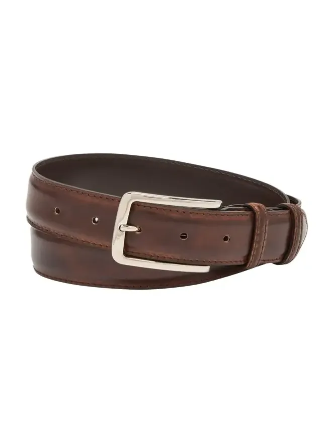 Bontoni Men's 35mm Burnished Leather Belt