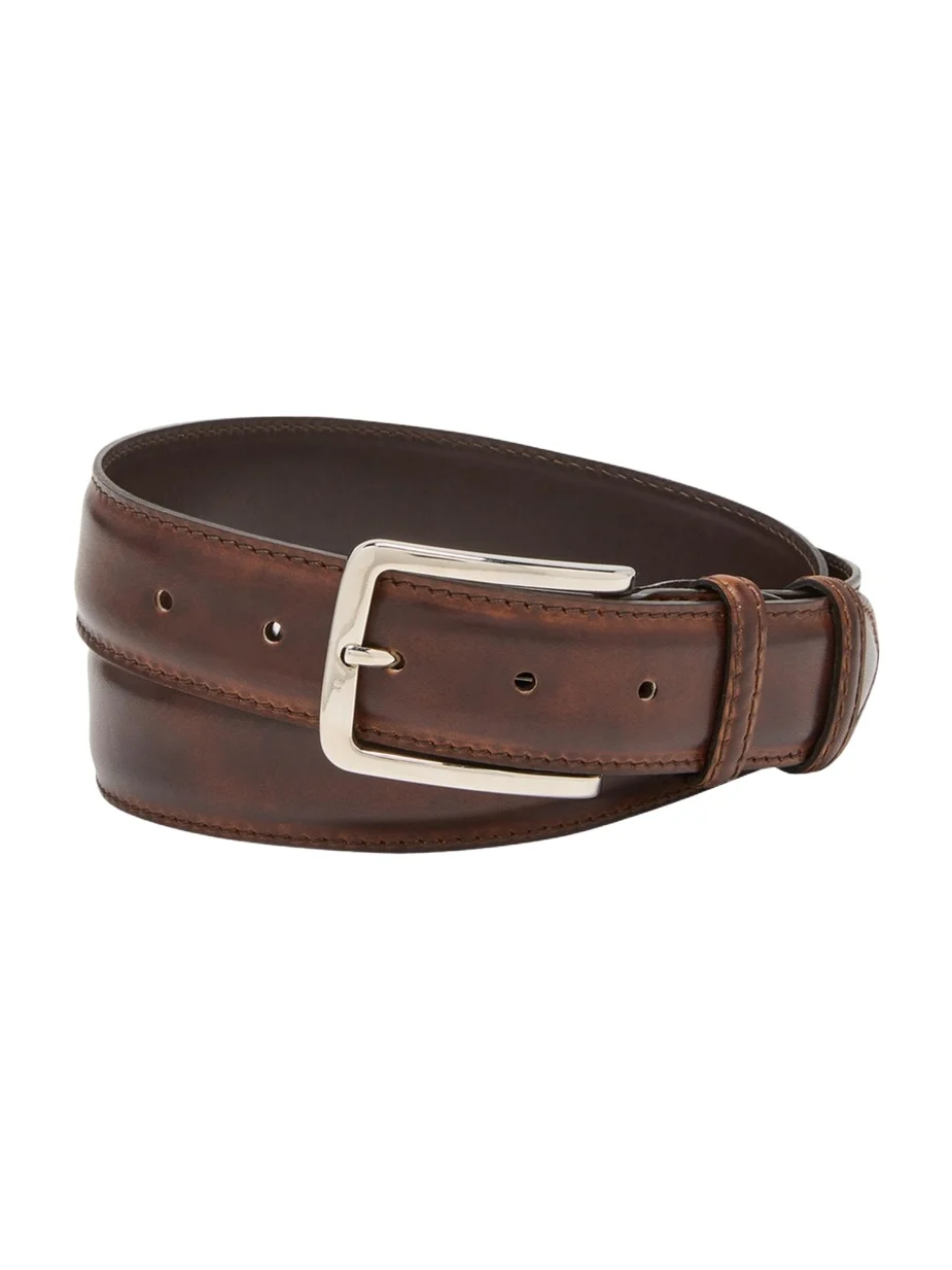 Men's 35mm Burnished Leather Belt Men's 35mm Burnished Leather Belt