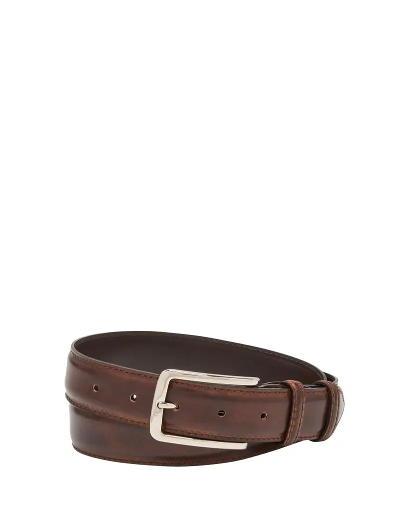 Bontoni Men's 35mm Burnished Leather Belt | Image 1 Bontoni Men's 35mm Burnished Leather Belt | Image 1