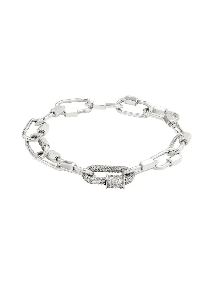 Marla Aaron Sterling Silver Babylock Bracelet with 14K White Gold All Stone Chubby Babylock