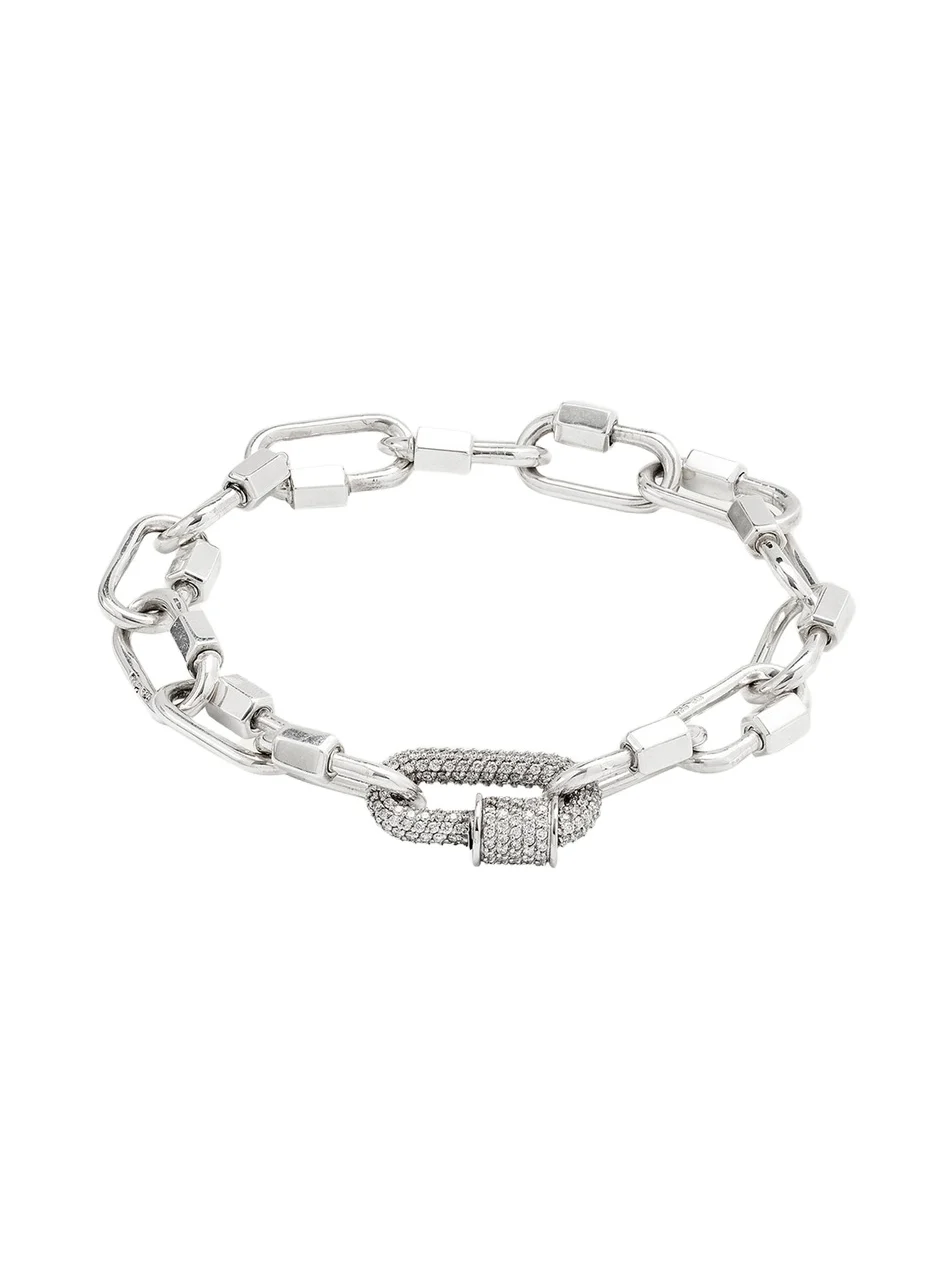 Marla Aaron Sterling Silver Babylock Bracelet with 14K White Gold All Stone Chubby Babylock