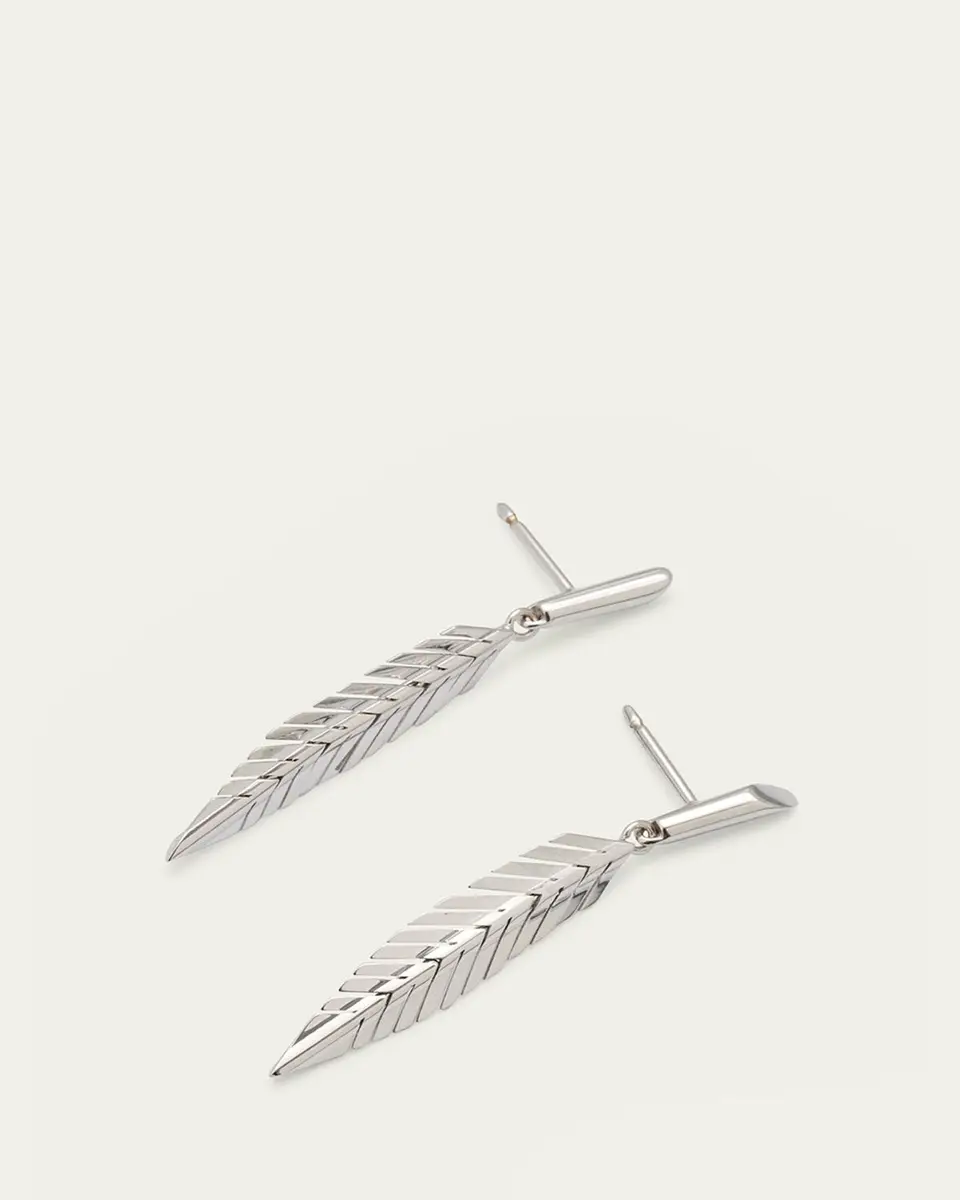 CADAR 18K White Gold Feather Drop Earrings, Small | Thumbnail 3 CADAR 18K White Gold Feather Drop Earrings, Small | Thumbnail 3