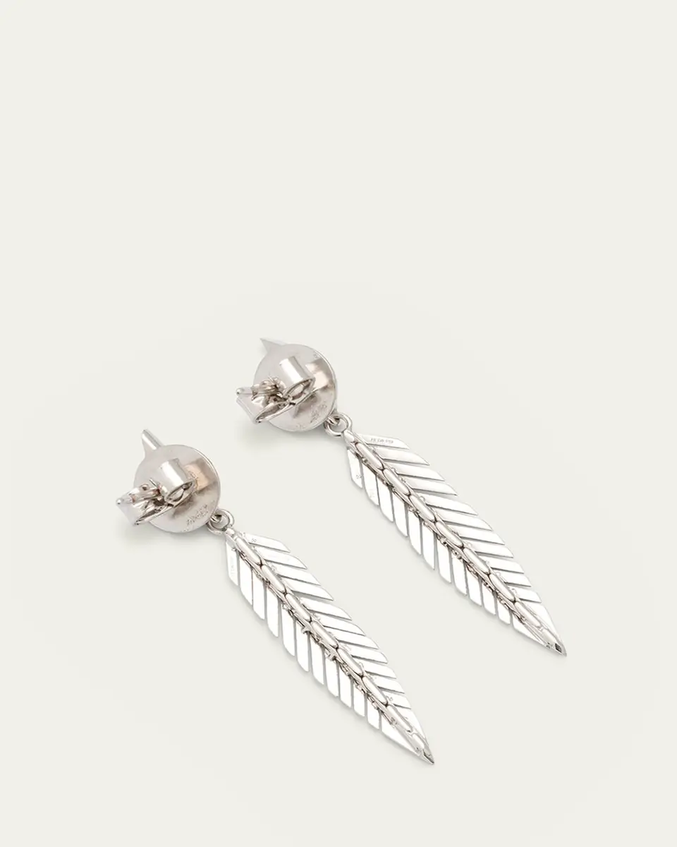 CADAR 18K White Gold Feather Drop Earrings, Small | Thumbnail 4 CADAR 18K White Gold Feather Drop Earrings, Small | Thumbnail 4