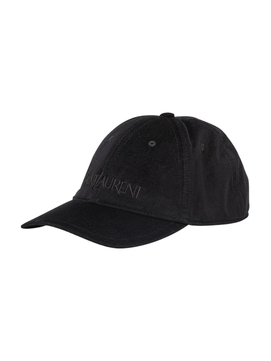 Saint Laurent Men's 6-Panel Corduroy Logo Baseball Cap