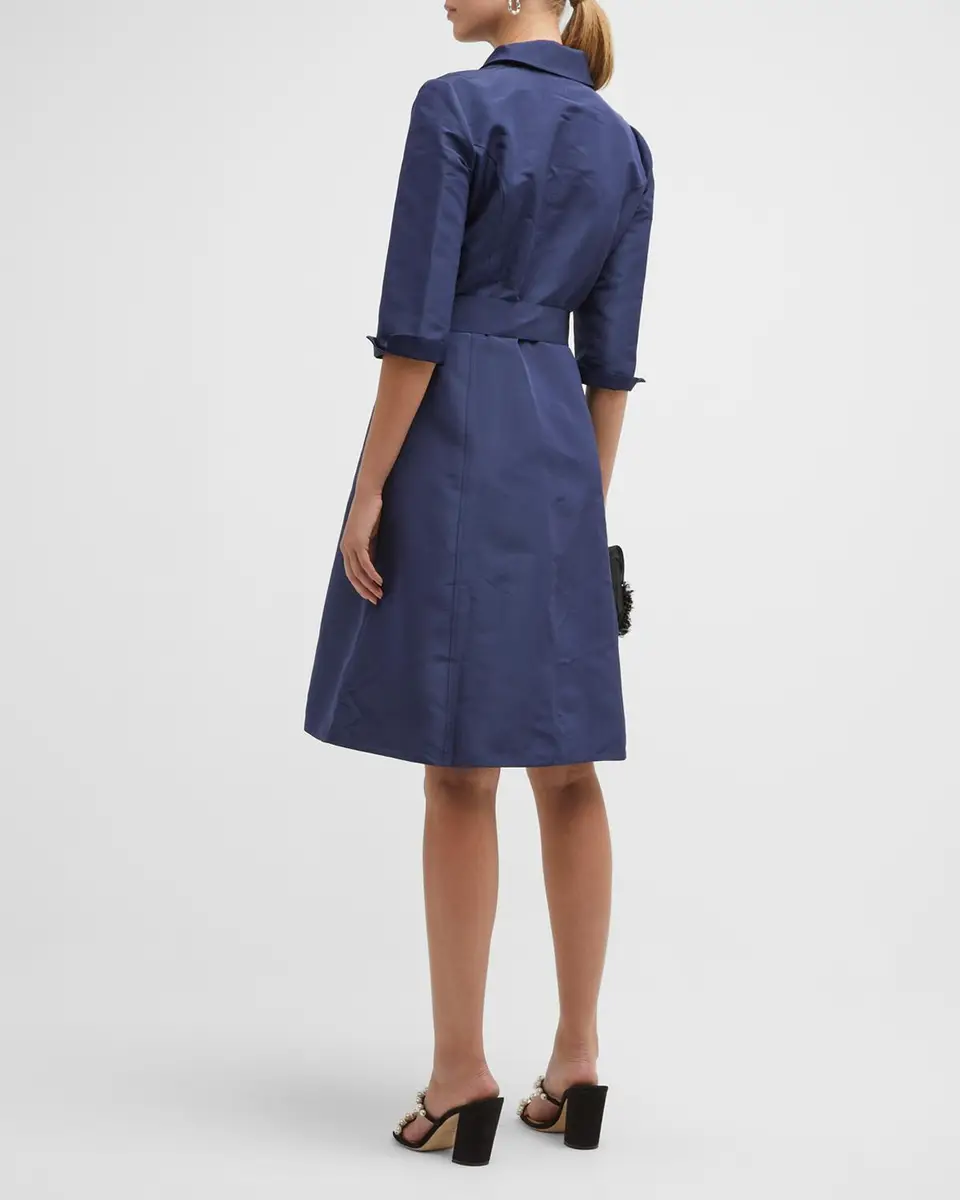 Carolina Herrera Faille 3/4-Sleeve Shirtdress | Thumbnail 7