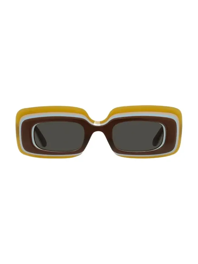 Multicolor Curved Logo Acetate Rectangle Sunglasses