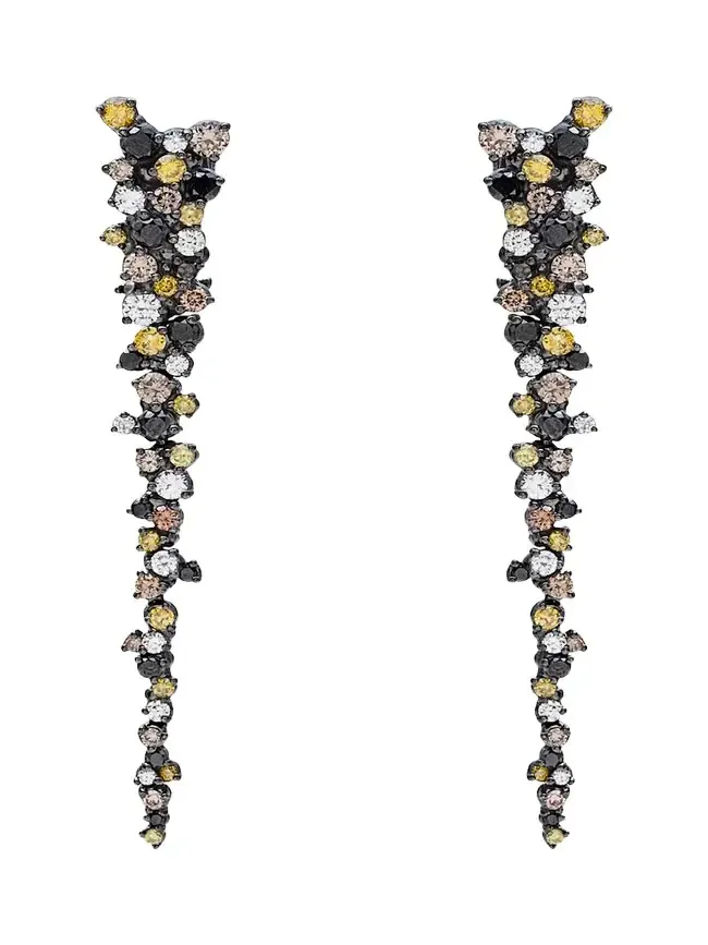 18K Black Gold Confetti Drop Earrings with Multicolor Diamonds 18K Black Gold Confetti Drop Earrings with Multicolor Diamonds