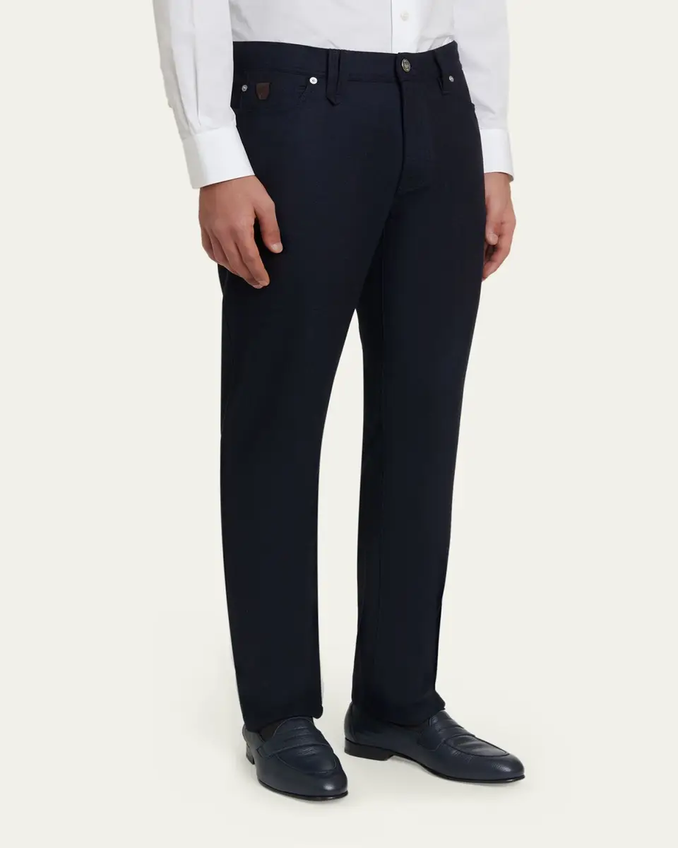 Brioni Men's Meribel Wool Flannel 5-Pocket Pants | Thumbnail 4 Brioni Men's Meribel Wool Flannel 5-Pocket Pants | Thumbnail 4