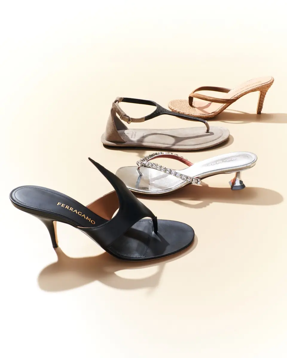 Gianvito Rossi Suede Raffia Heeled Thong Sandals | Thumbnail 4 Gianvito Rossi Suede Raffia Heeled Thong Sandals | Thumbnail 4