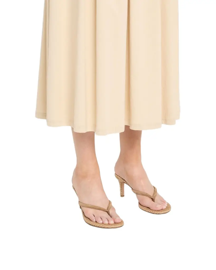 Gianvito Rossi Suede Raffia Heeled Thong Sandals | Image 1 Gianvito Rossi Suede Raffia Heeled Thong Sandals | Image 1