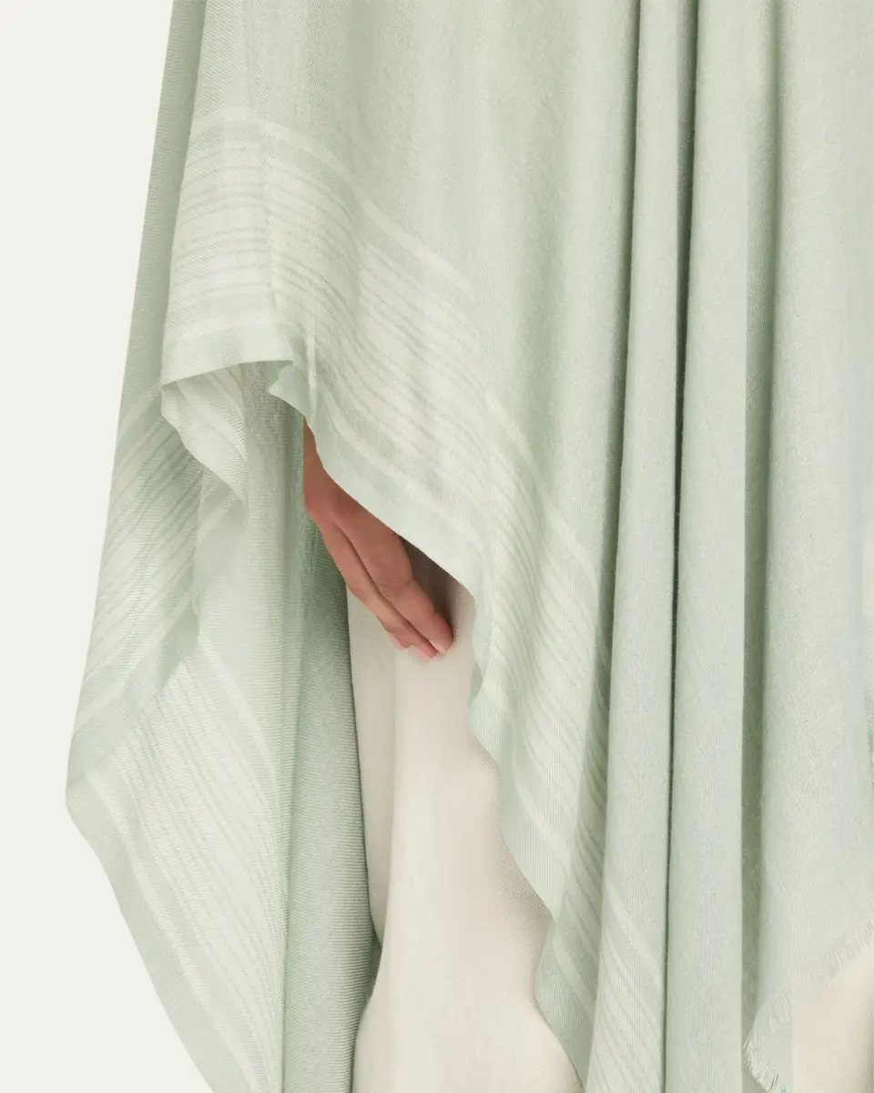 Loro Piana Aida Bicolor Suitcase Stripe Silk Linen Poncho | Thumbnail 5