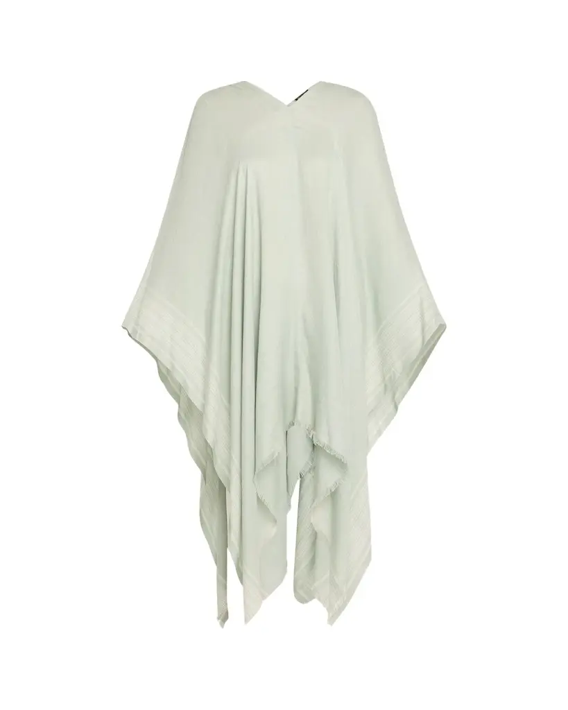 Aida Bicolor Suitcase Stripe Silk Linen Poncho