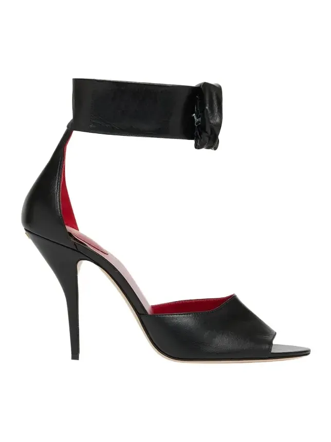 Embellished Rose Leather Sandals Embellished Rose Leather Sandals