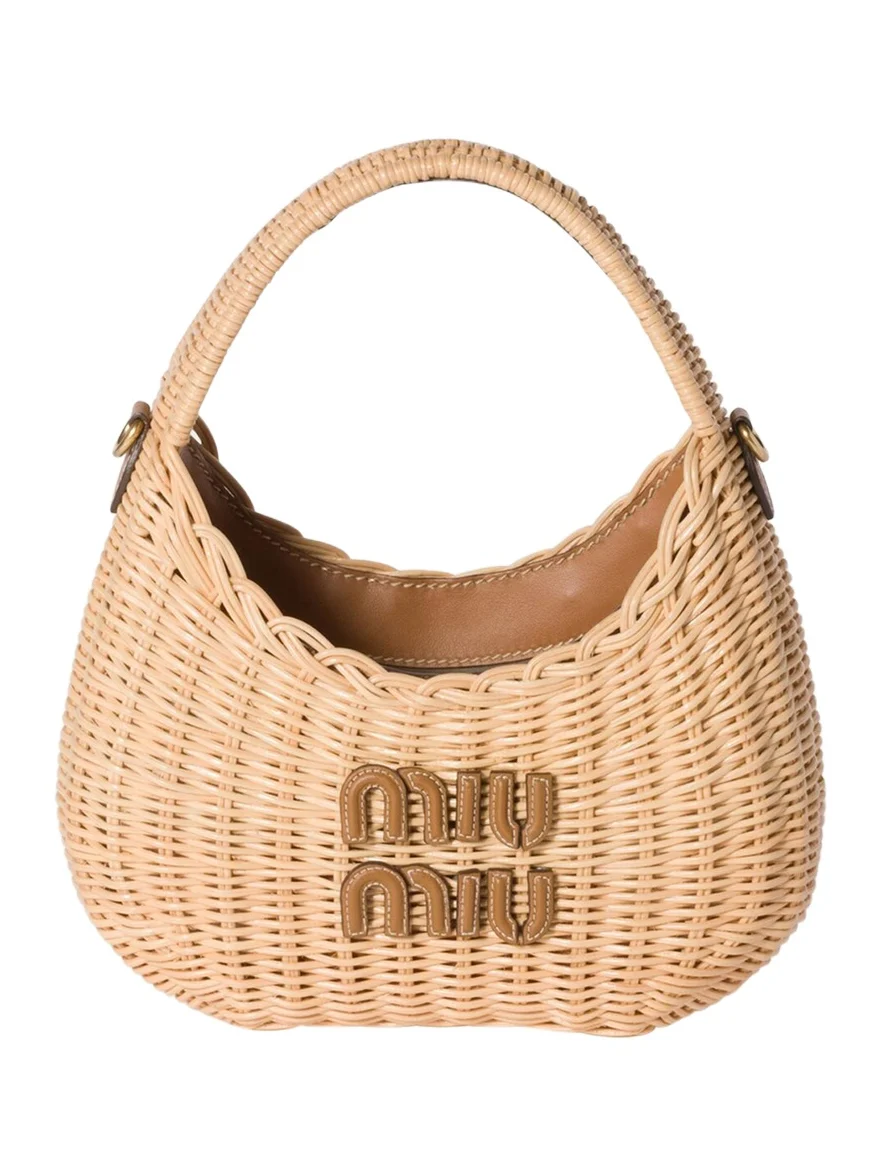 Miu Miu Wander Woven Rattan Top-Handle Bag