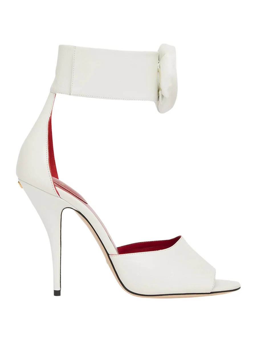 Embellished Rose Leather Sandals