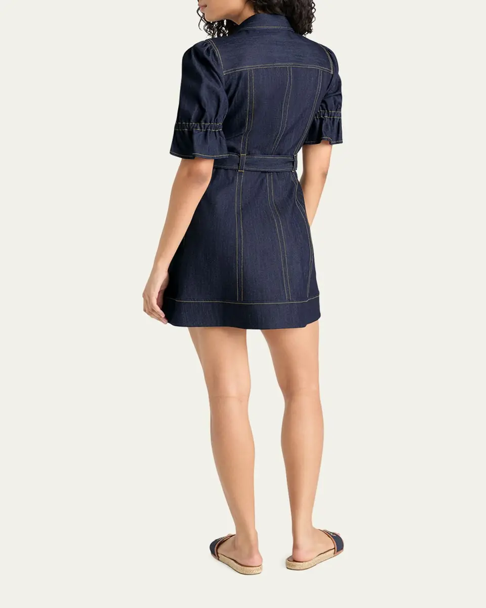 Cinq à Sept Holly Denim Puff-Sleeve Mini Dress | Thumbnail 3 Cinq à Sept Holly Denim Puff-Sleeve Mini Dress | Thumbnail 3