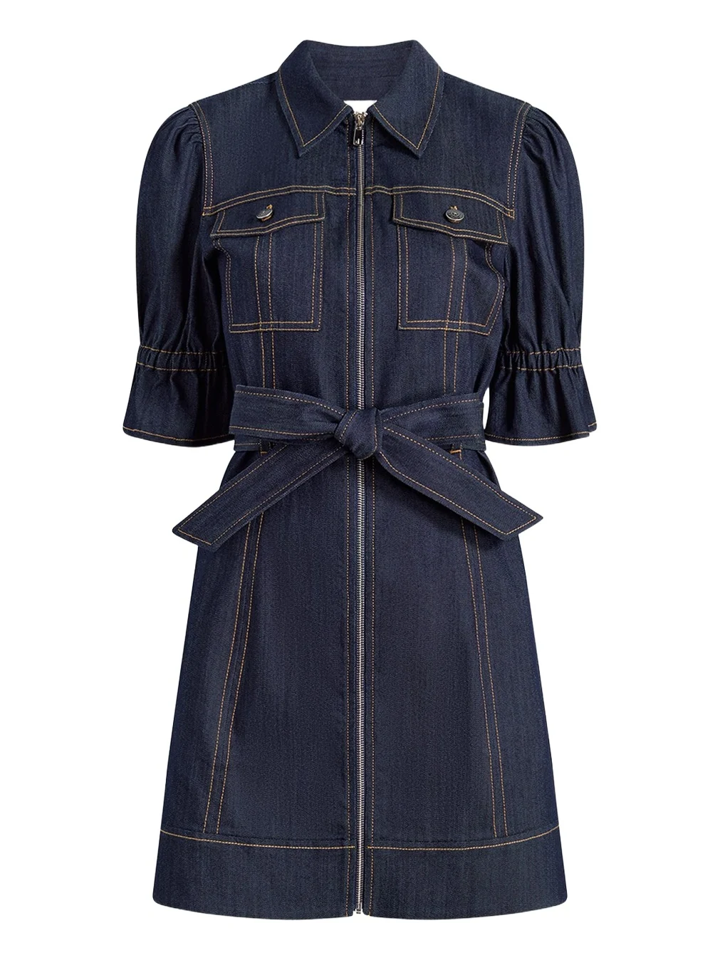 Cinq à Sept Holly Denim Puff-Sleeve Mini Dress