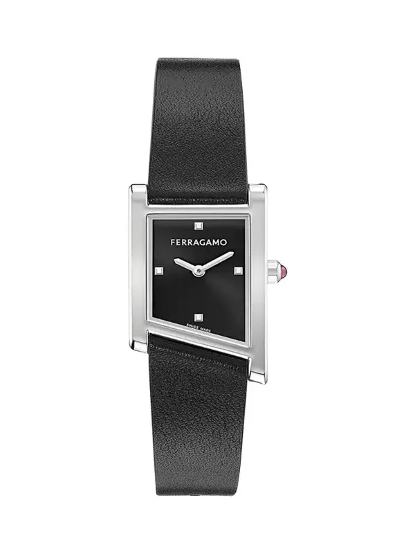 Asymetrique 22X36MM Stainless Steel Leather Watch Asymetrique 22X36MM Stainless Steel Leather Watch
