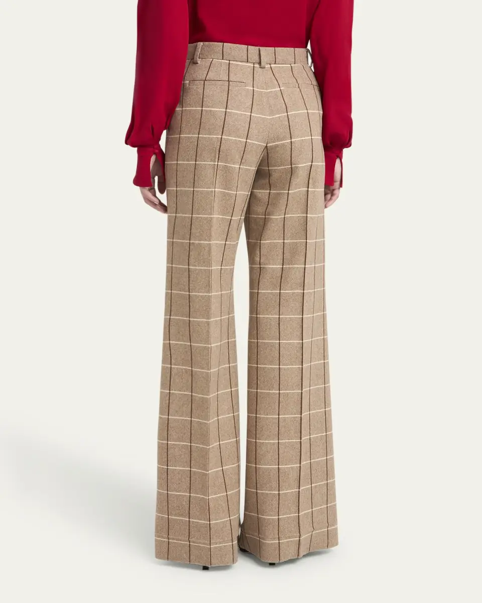 Valentino Garavani Check Wool Wide-Leg Pants | Thumbnail 3 Valentino Garavani Check Wool Wide-Leg Pants | Thumbnail 3