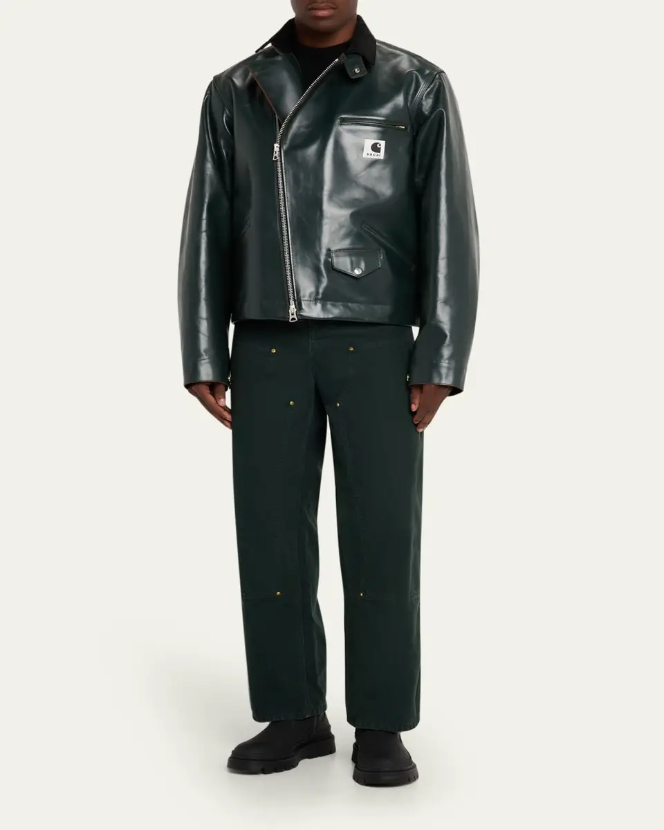 SACAI x CARHARTT WIP Men's Leather Moto Jacket | Thumbnail 2 SACAI x CARHARTT WIP Men's Leather Moto Jacket | Thumbnail 2