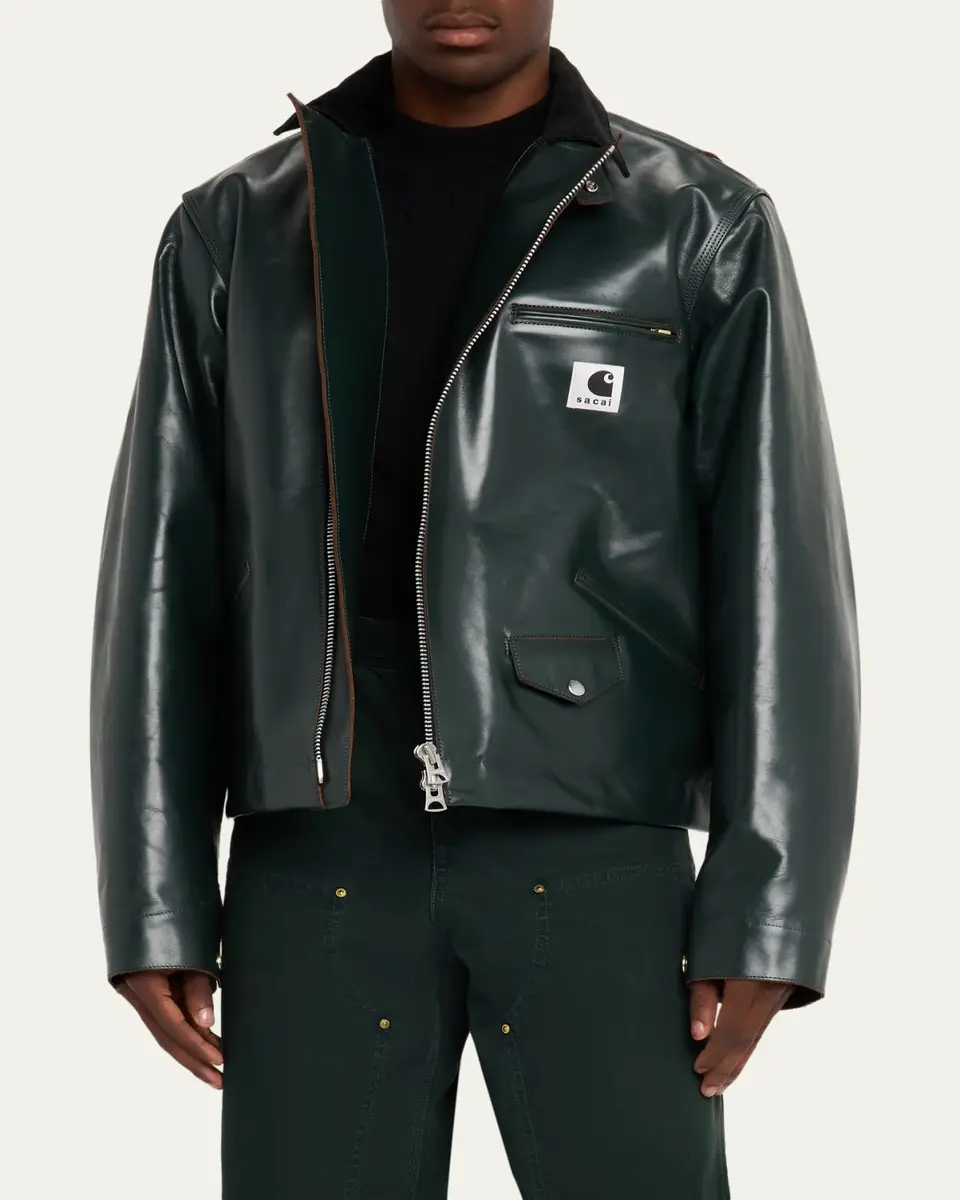 SACAI x CARHARTT WIP Men's Leather Moto Jacket | Thumbnail 4 SACAI x CARHARTT WIP Men's Leather Moto Jacket | Thumbnail 4