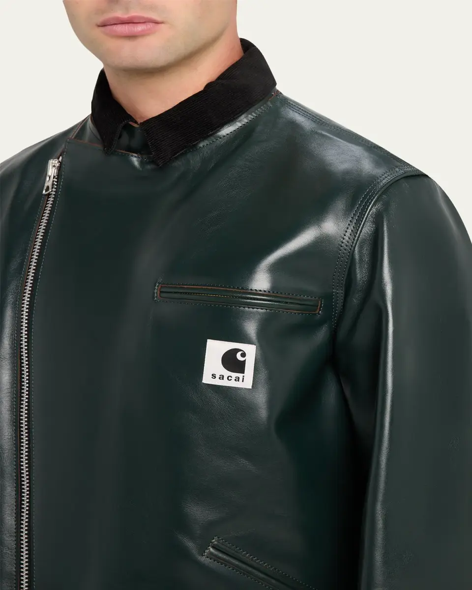 SACAI x CARHARTT WIP Men's Leather Moto Jacket | Thumbnail 9 SACAI x CARHARTT WIP Men's Leather Moto Jacket | Thumbnail 9