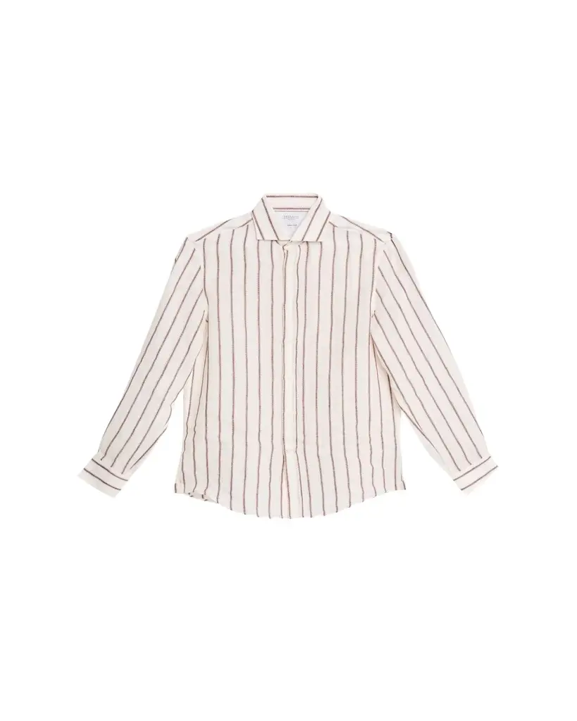Brunello Cucinelli en's Wide Stripe Cotton Sport Shirt | Image 1 Brunello Cucinelli en's Wide Stripe Cotton Sport Shirt | Image 1
