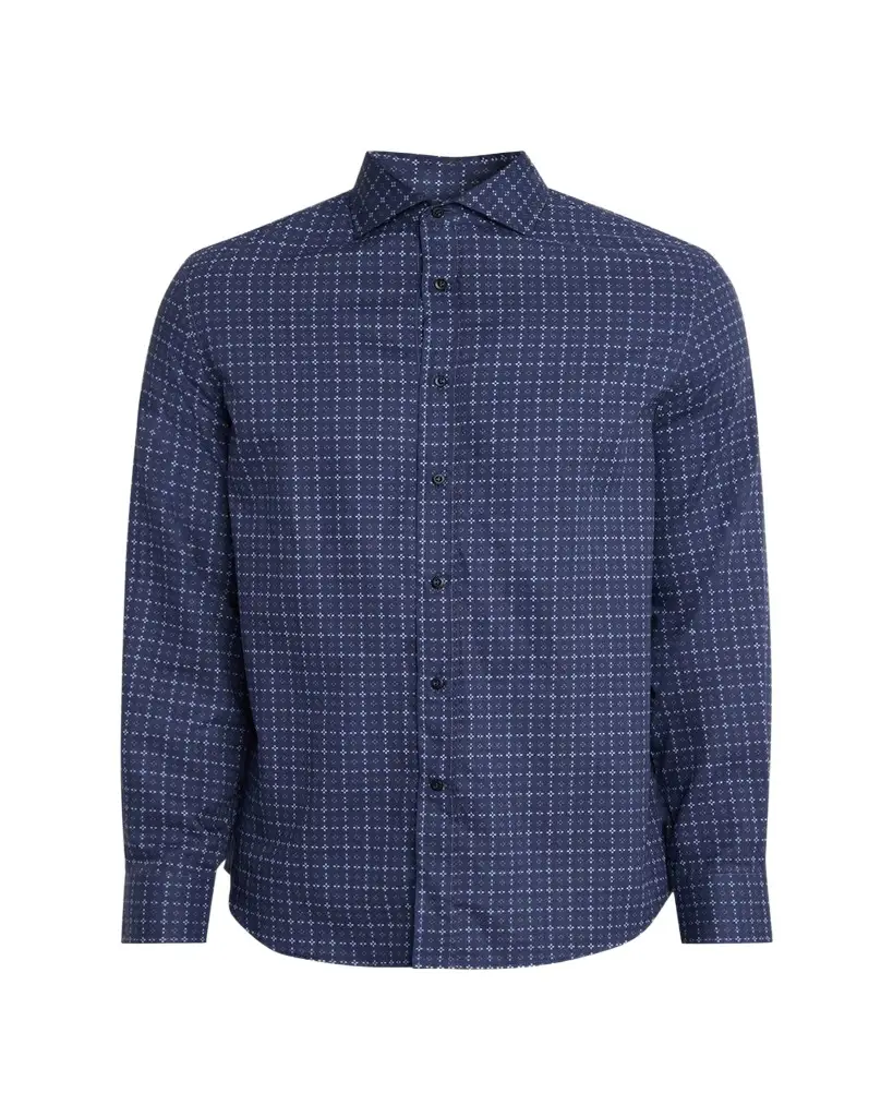 en's Geometric Grid Cotton Button-Down Shirt en's Geometric Grid Cotton Button-Down Shirt