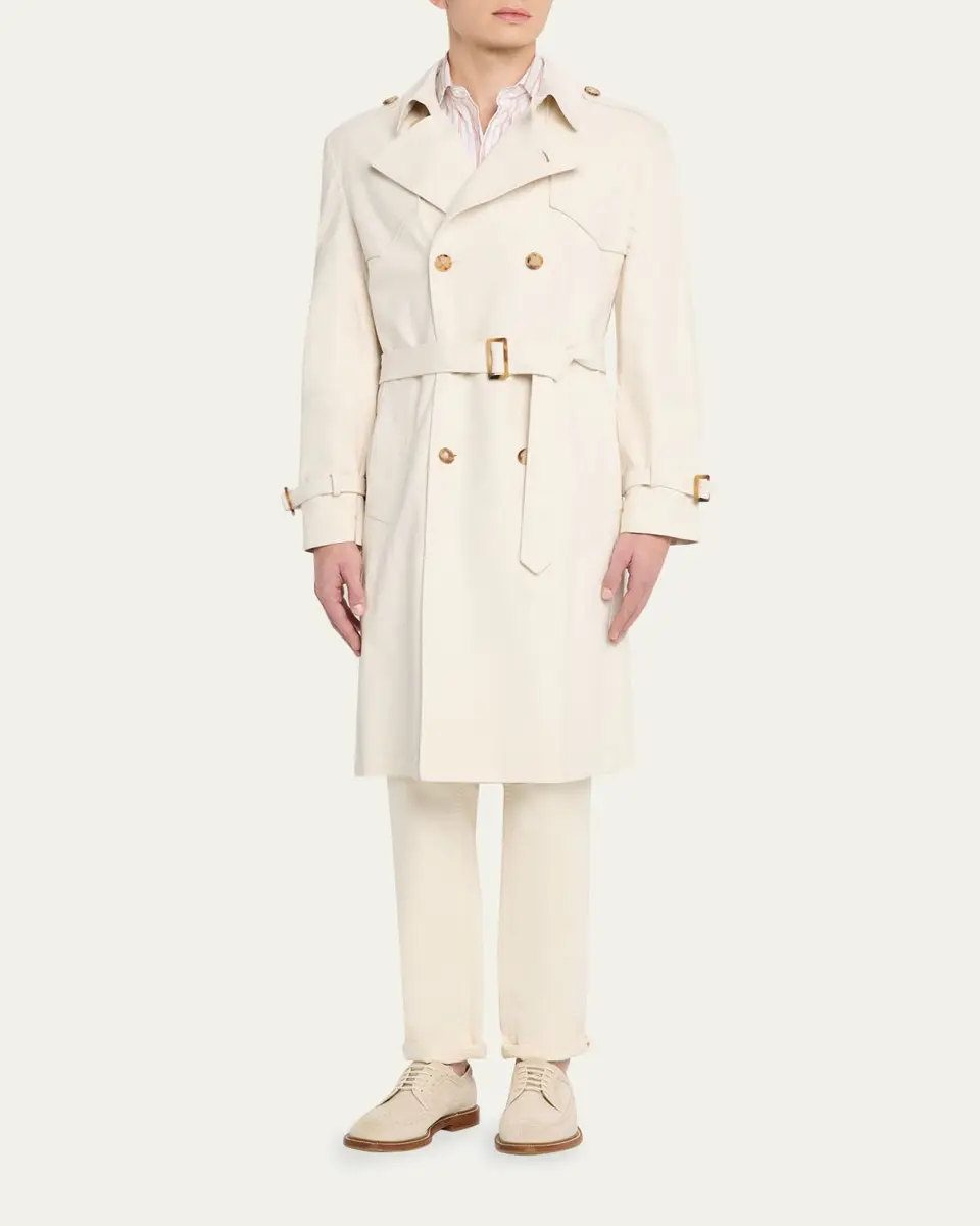 Brunello Cucinelli en's Belted Leather Double-Breasted Trench Coat | Thumbnail 2 Brunello Cucinelli en's Belted Leather Double-Breasted Trench Coat | Thumbnail 2