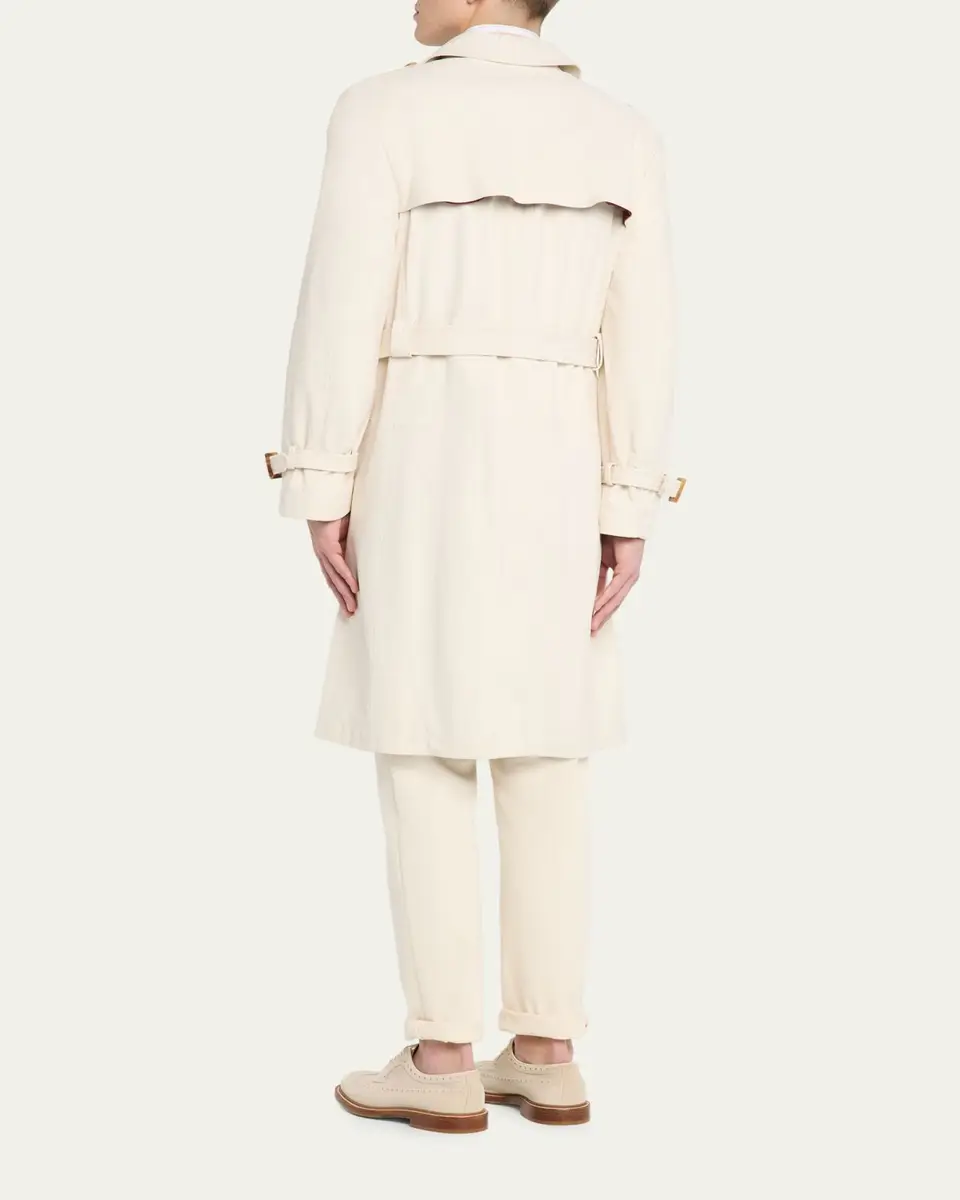 Brunello Cucinelli en's Belted Leather Double-Breasted Trench Coat | Thumbnail 3 Brunello Cucinelli en's Belted Leather Double-Breasted Trench Coat | Thumbnail 3