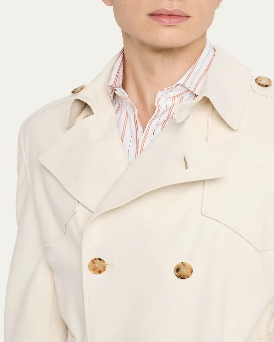 Brunello Cucinelli en's Belted Leather Double-Breasted Trench Coat | Thumbnail 5 Brunello Cucinelli en's Belted Leather Double-Breasted Trench Coat | Thumbnail 5