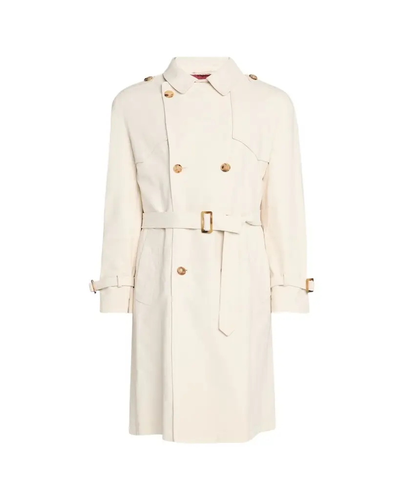 Brunello Cucinelli en's Belted Leather Double-Breasted Trench Coat | Image 1 Brunello Cucinelli en's Belted Leather Double-Breasted Trench Coat | Image 1