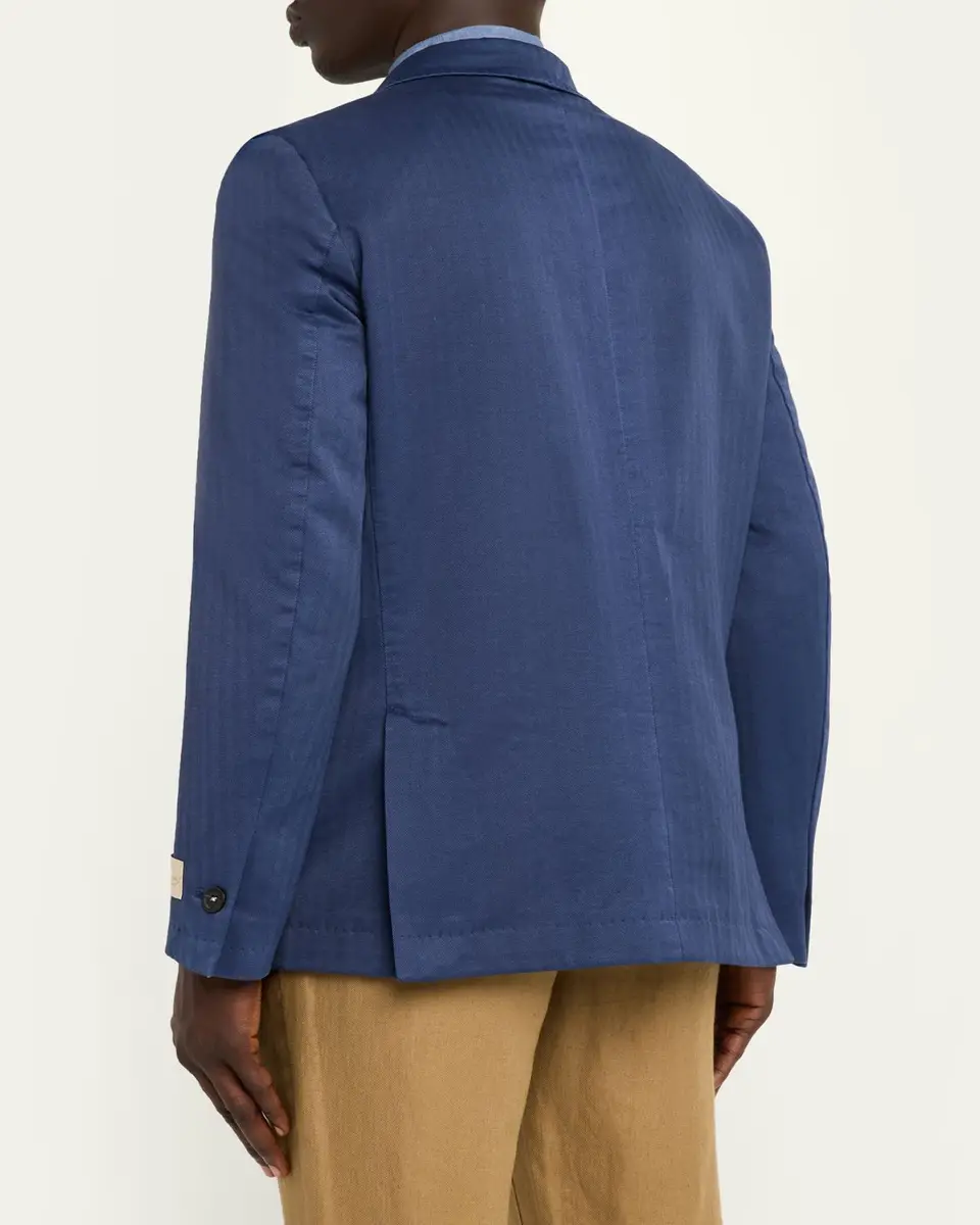 Massimo Alba Men's Wool Micro-Chevron Double-Breasted Blazer | Thumbnail 3