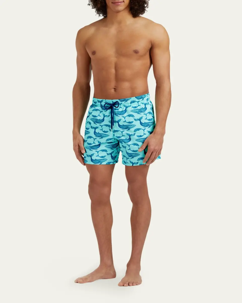 Vilebrequin Men's Whale-Print Recycled Swim Trunks | Thumbnail 2
