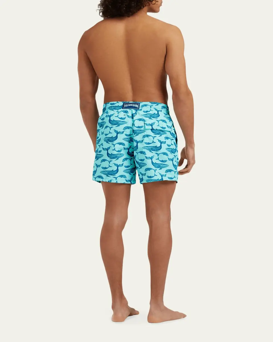 Vilebrequin Men's Whale-Print Recycled Swim Trunks | Thumbnail 3