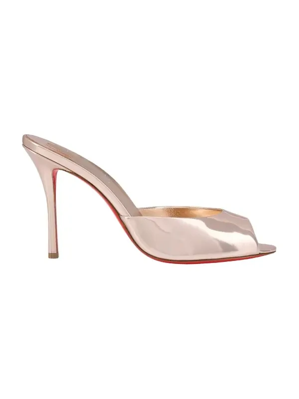 100mm Me Dolly Metallic Leather Slide Sandals 100mm Me Dolly Metallic Leather Slide Sandals