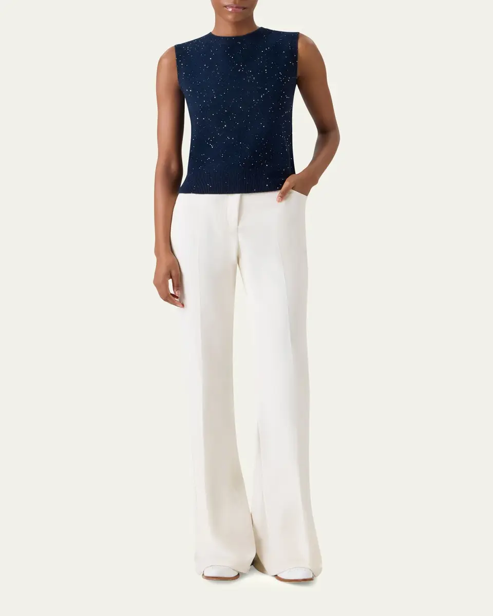 Akris Sequined Wool-Cashmere Sleeveless Sweater | Thumbnail 2 Akris Sequined Wool-Cashmere Sleeveless Sweater | Thumbnail 2