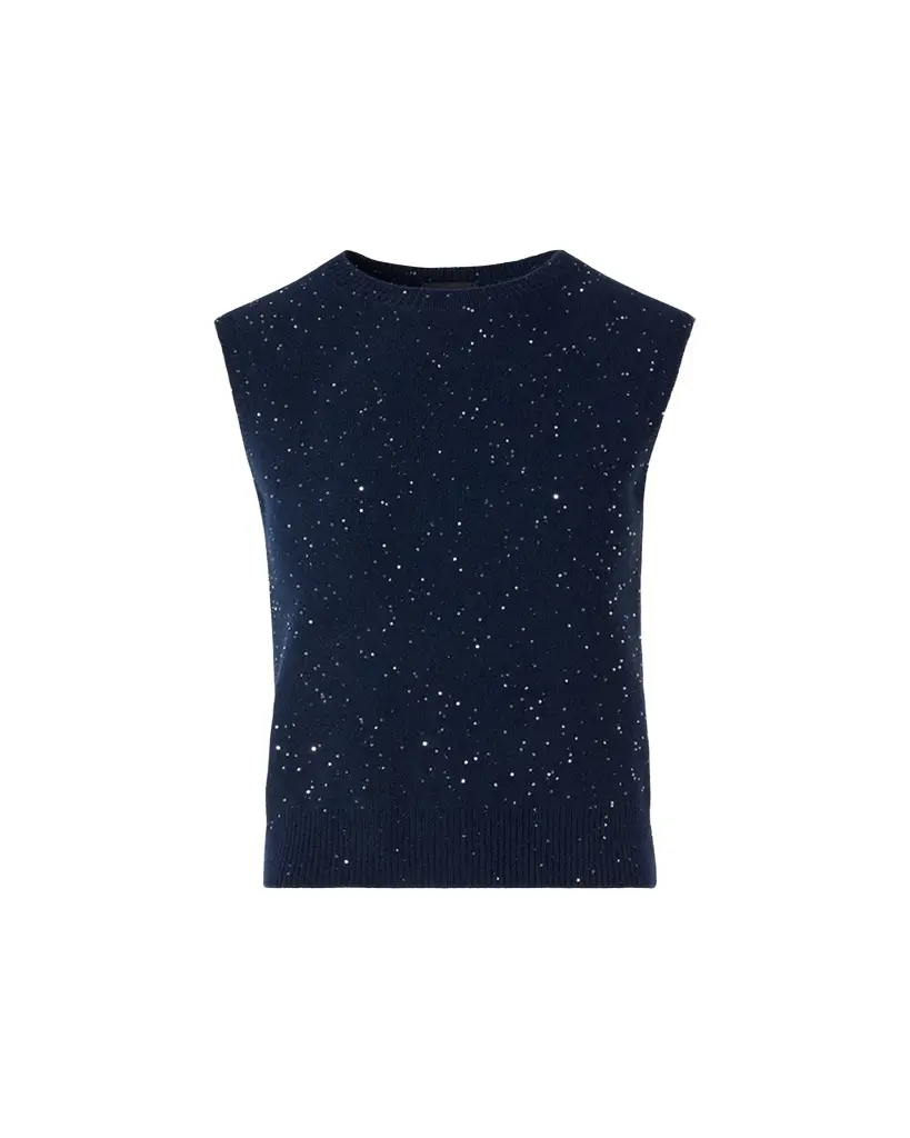 Akris Sequined Wool-Cashmere Sleeveless Sweater | Image 1 Akris Sequined Wool-Cashmere Sleeveless Sweater | Image 1