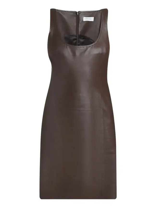 Sleeveless Plonge Leather Woven-Side Dress Sleeveless Plonge Leather Woven-Side Dress