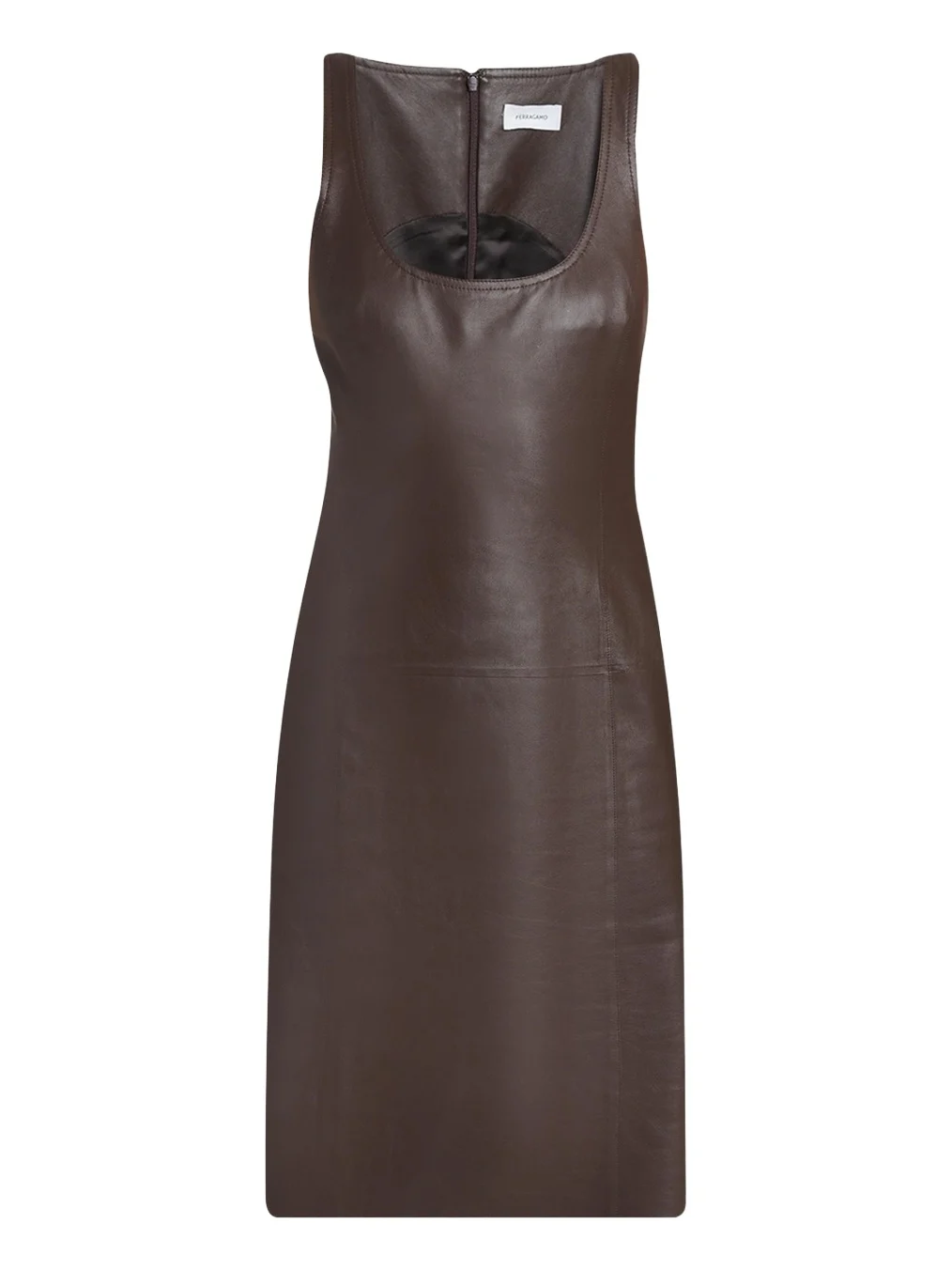 Ferragamo Sleeveless Plonge Leather Woven-Side Dress