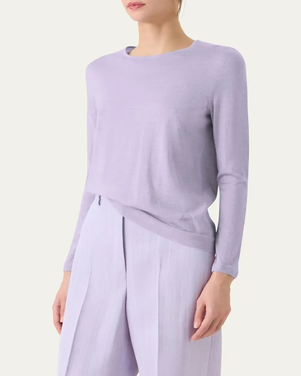Akris Cashmere-Silk Fine Gauge Knit Sweater | Thumbnail 4