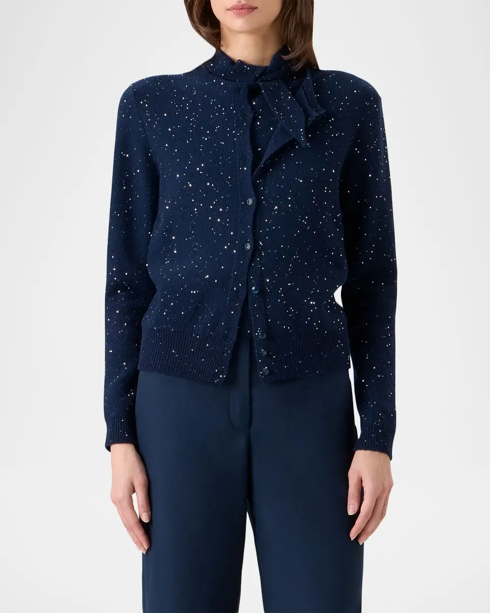 Akris Sequined Wool-Cashmere Knit Cardigan | Thumbnail 4 Akris Sequined Wool-Cashmere Knit Cardigan | Thumbnail 4