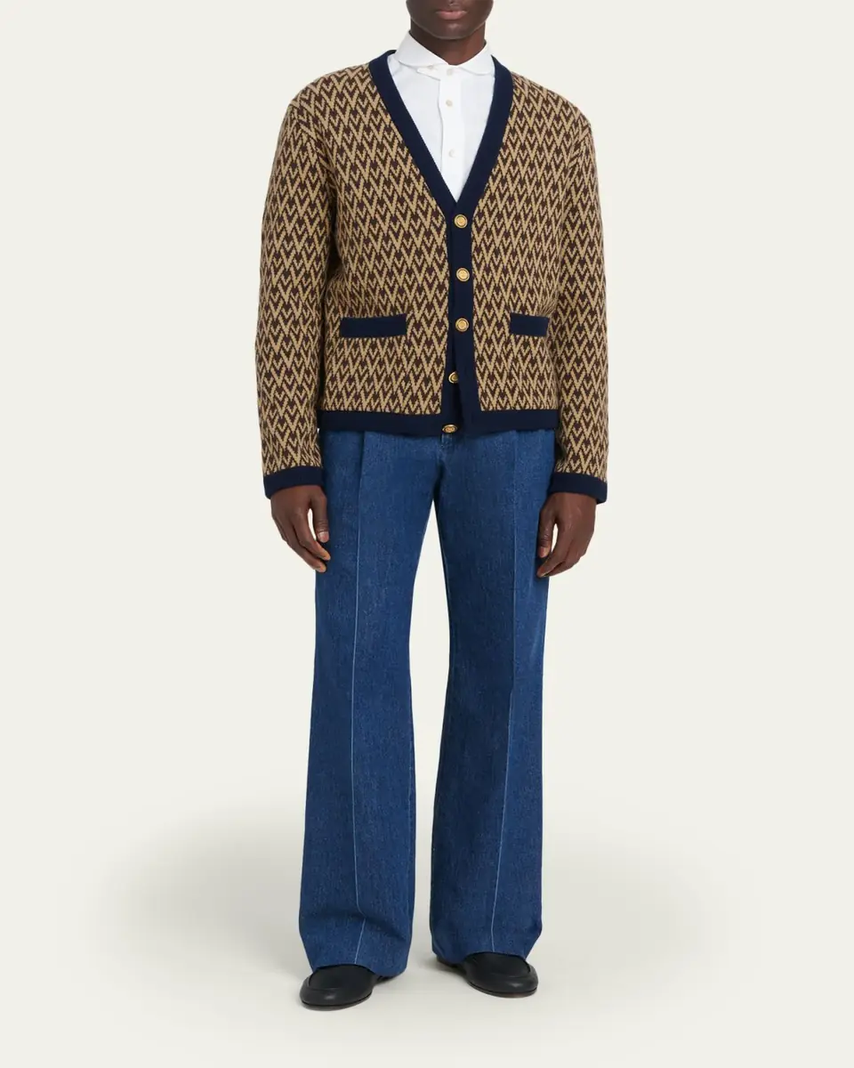 Valentino Garavani Men's Jacquard-Knit Wool Cardigan | Thumbnail 2 Valentino Garavani Men's Jacquard-Knit Wool Cardigan | Thumbnail 2