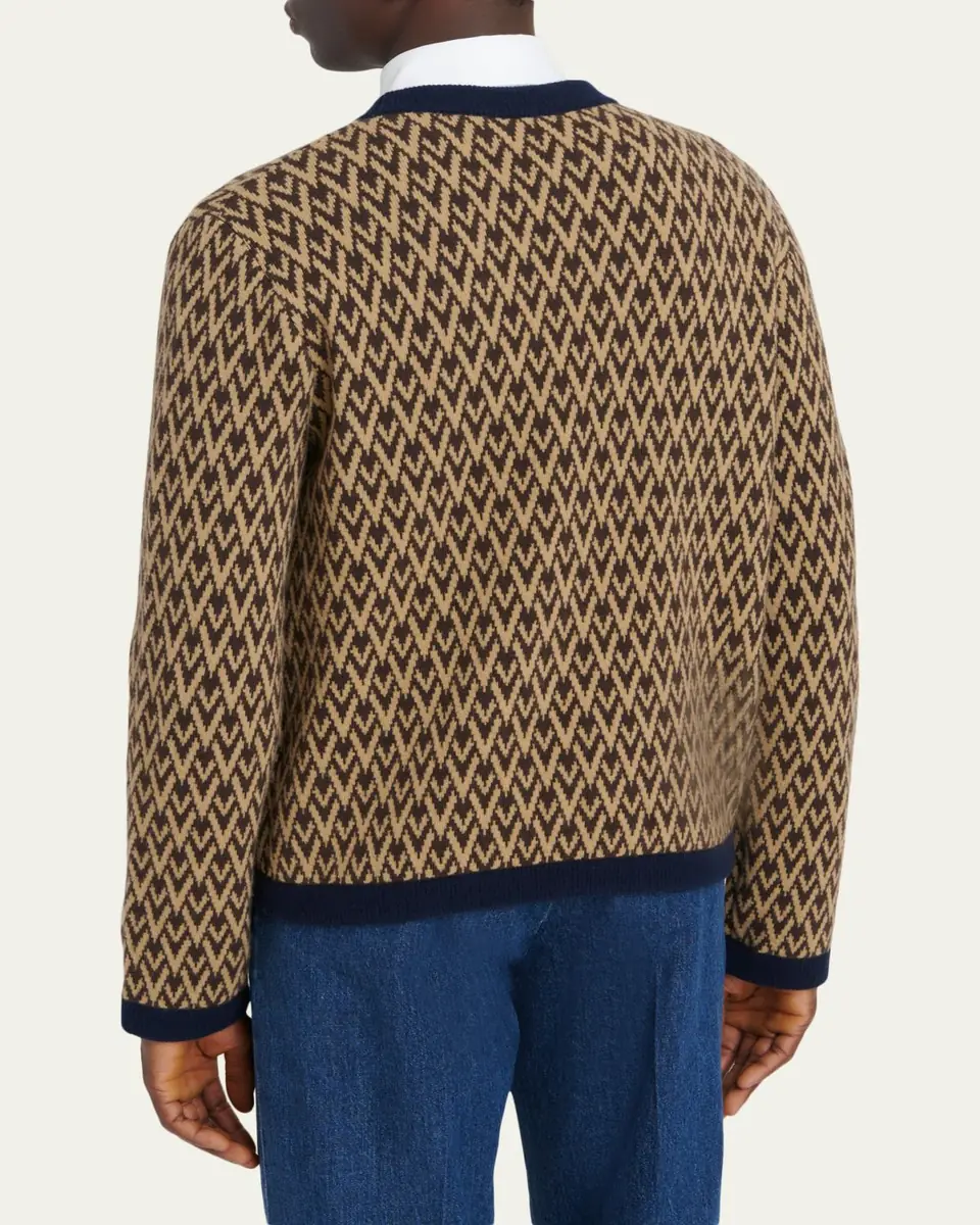 Valentino Garavani Men's Jacquard-Knit Wool Cardigan | Thumbnail 3 Valentino Garavani Men's Jacquard-Knit Wool Cardigan | Thumbnail 3
