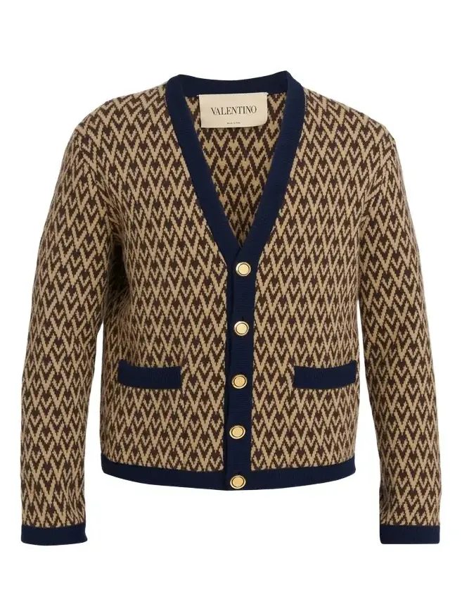 Men's Jacquard-Knit Wool Cardigan