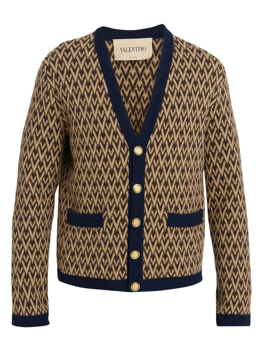 Valentino Garavani Men's Jacquard-Knit Wool Cardigan