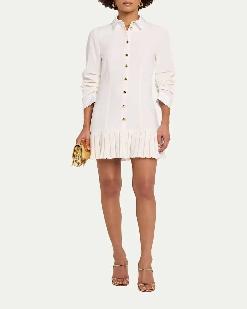 Cinq à Sept Luca Drapey Crepe Mini Shirtdress | Thumbnail 4 Cinq à Sept Luca Drapey Crepe Mini Shirtdress | Thumbnail 4