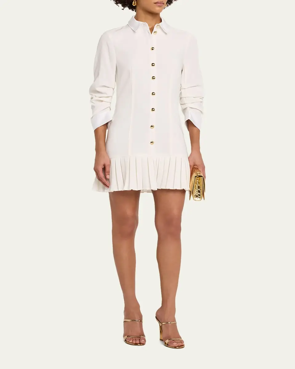 Cinq à Sept Luca Drapey Crepe Mini Shirtdress | Thumbnail 6 Cinq à Sept Luca Drapey Crepe Mini Shirtdress | Thumbnail 6