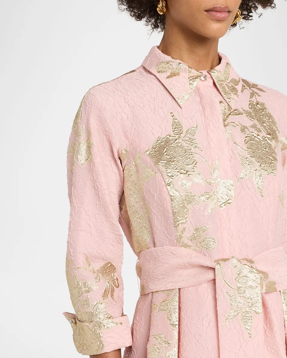 Rickie Freeman for Teri Jon Metallic Floral Jacquard Midi Shirtdress | Thumbnail 5 Rickie Freeman for Teri Jon Metallic Floral Jacquard Midi Shirtdress | Thumbnail 5