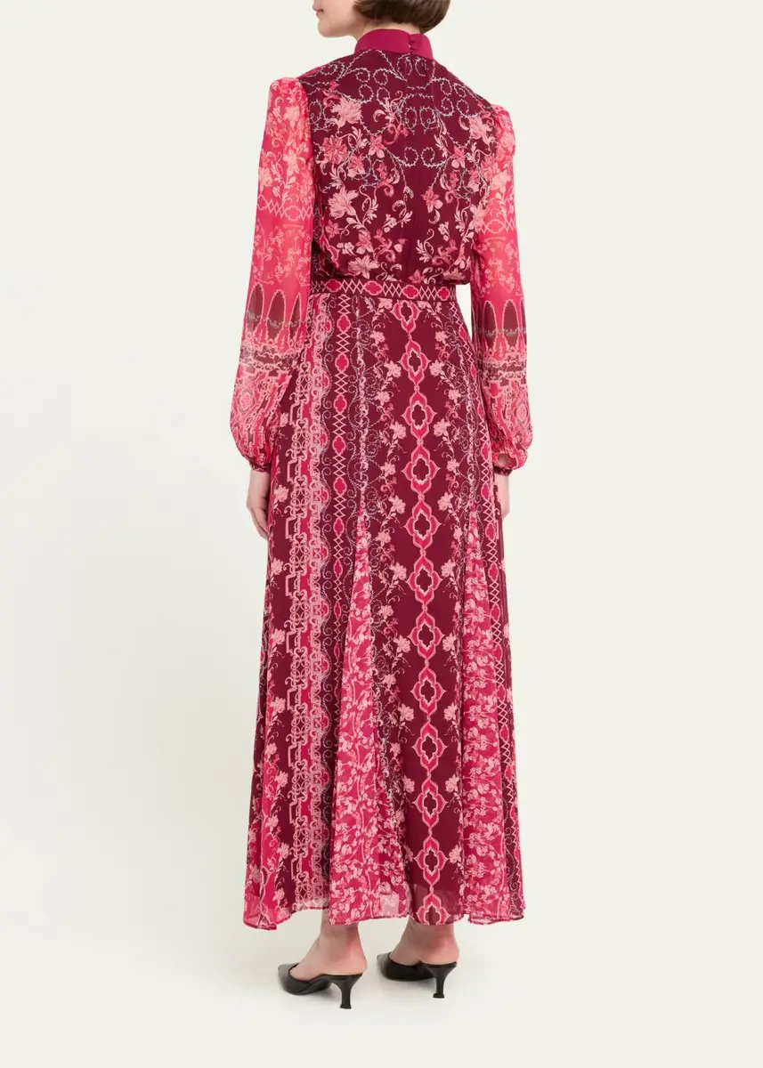 Saloni Jacqui-B Belted Floral Silk Midi Dress | Thumbnail 3 Saloni Jacqui-B Belted Floral Silk Midi Dress | Thumbnail 3